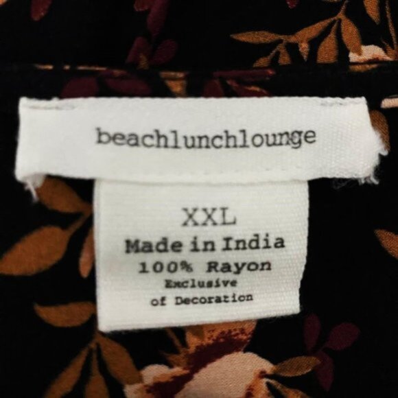 Beachlunchlounge XXL Boho Floral Dress Tie Belt Waist Tassel Neckline Rayon - Picture 9 of 11